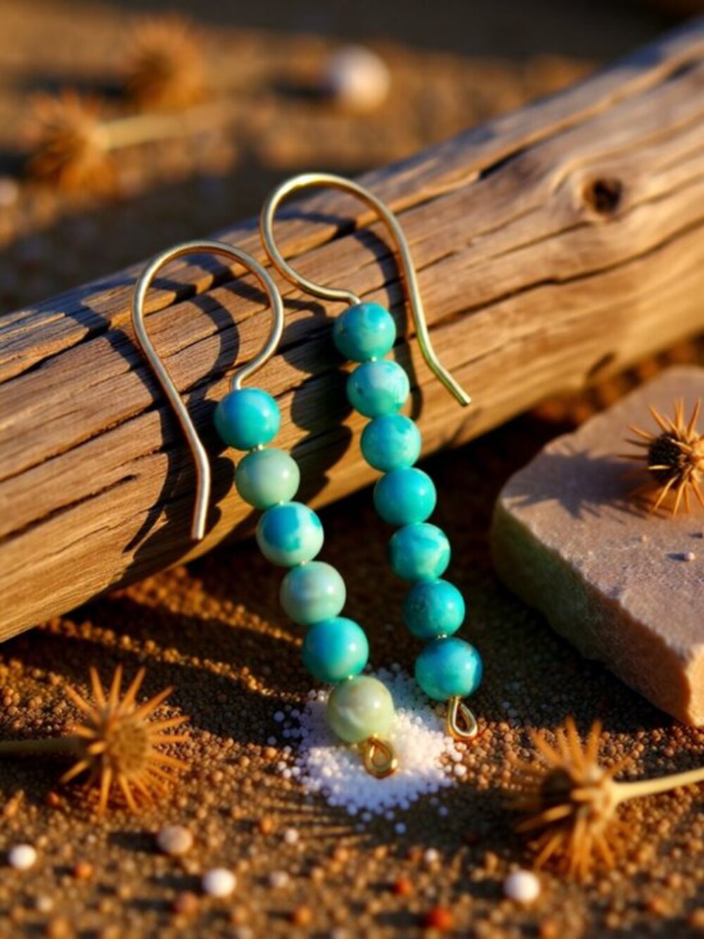 Aqua Larimar Beaded Stick Earrings | Coastal Cowgirl Boho Chic | Dainty Feminine